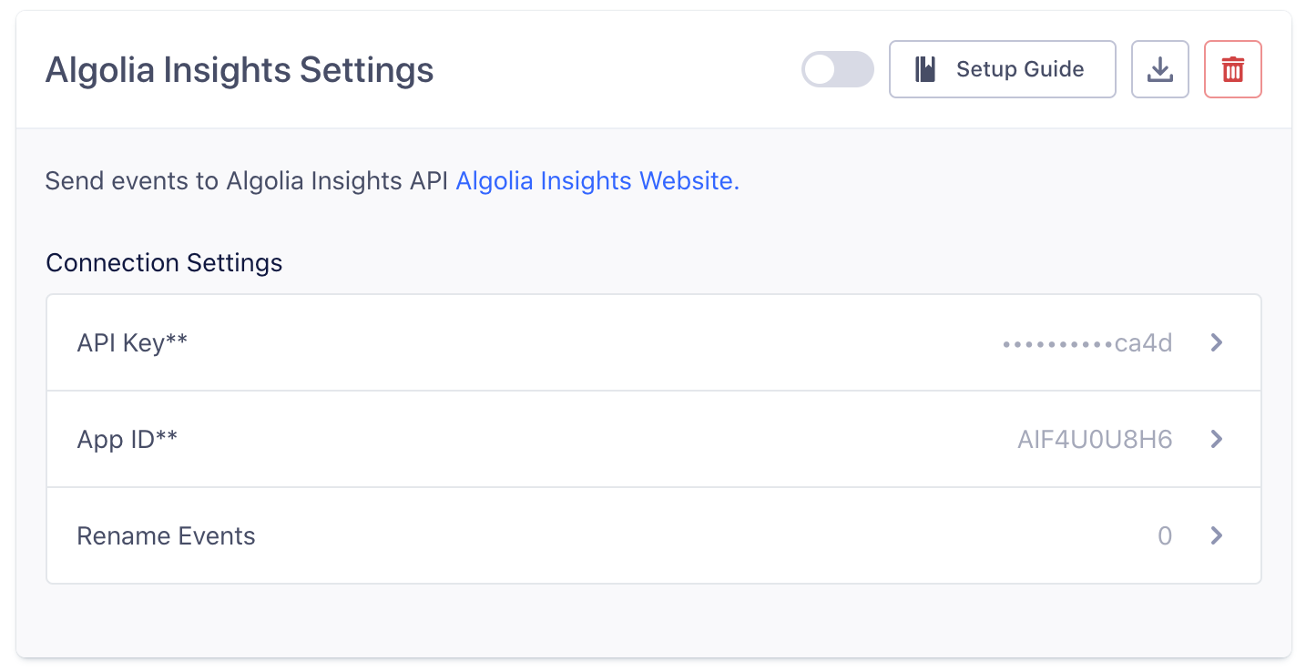 Destination Settings