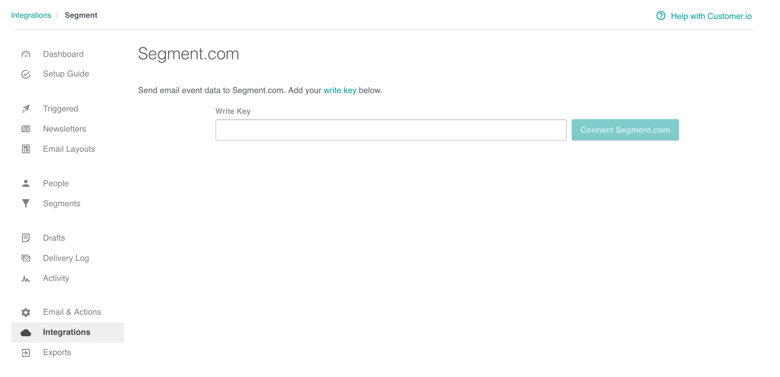 Send email events from Customer.io