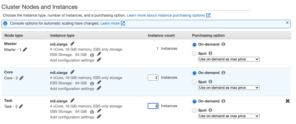 Configure the number of nodes